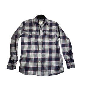Ariat L/S Blue Plaid Pearl Snap Flannel Western Work Shirt Mens Medium